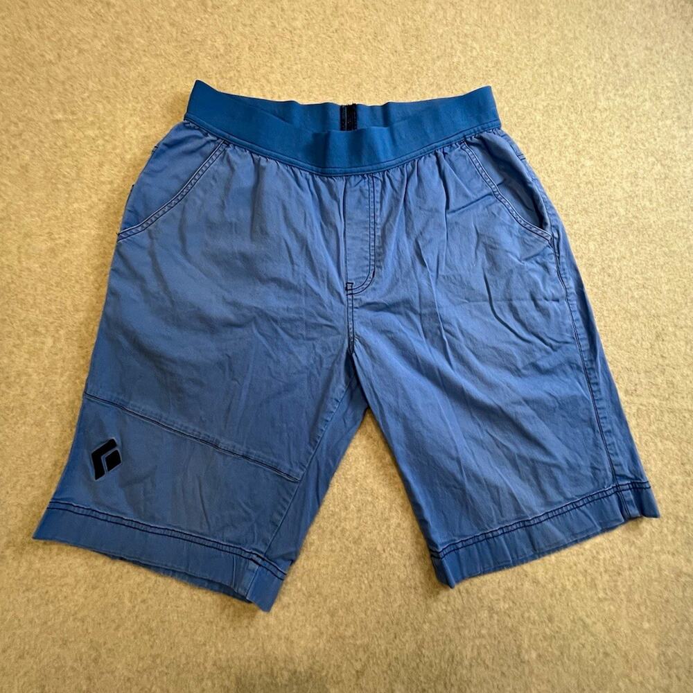 Black Diamond Men's Blue Nylon Chino Shorts Elastic Waist Pockets Logo Size L
